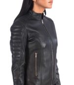 Adalyn Quilted Black Leather Biker Jacket - Image 6