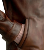 Zen Distressed Brown Leather Biker Jacket - Image 6