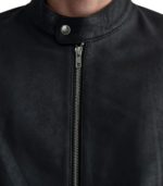Zen Tumbled Black Leather Biker Jacket - Image 6