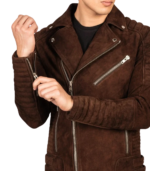 Armand Mocha Suede Biker Jacket - Image 6