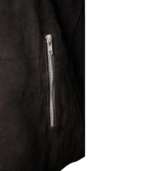 Black Shearling Suede Bomber Jacket - Image 6
