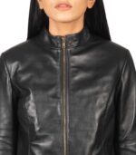 Rumella Black Leather Biker Jacket - Image 6