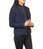 Rumella Blue Suede Biker Jacket - Image 6