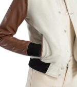 Savant White & Brown Hybrid Varsity Jacket - Image 6