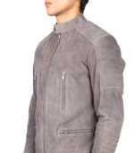 Damian Grey Suede Biker Jacket - Image 6