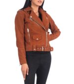 Alison Brown Suede Biker Jacket - Image 6