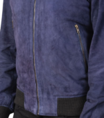 Shane Blue Suede Bomber Jacket - Image 6