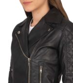 Women's Quilted Black Leather Biker Jacket – Dagny - Image 6