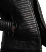 Cityscape Black Leather Biker Jacket - Image 5