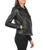 Flashback Black Leather Biker Jacket - Image 6