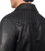 Danny Quilted Black Leather Biker Jacket - Image 6