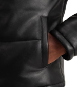 Gordon Black Hooded Leather Puffer Jacket - Image 6