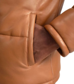 Gordon Tan Hooded Leather Puffer Jacket - Image 6
