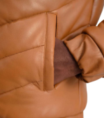 Travis Tan Leather Puffer Jacket - Image 6