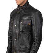 Darren Black Leather Biker Jacket - Image 6