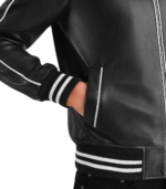 Cooper Black Leather Varsity Jacket - Image 6