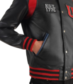 Liberte USA Black Leather Varsity Jacket - Image 6