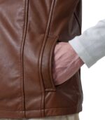 Men's Waxed Brown Leather Vest – Erlend - Image 6