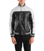 Terrance Black & White Leather Varsity Jacket - Image 6