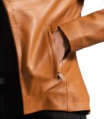 Lee Tan Brown Leather Blazer - Image 6