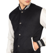 Vaxton Black & White Hybrid Varsity Jacket - Image 6
