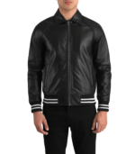 Walton Black Leather Varsity Jacket - Image 6