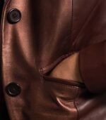 Ruby Metallic Maroon Leather Blazer - Image 2