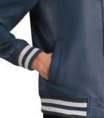 Walton Blue Leather Varsity Jacket - Image 6