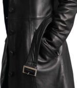 Moonlight Black Leather Trench Coat - Image 6