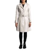 Moonlight Silver Leather Trench Coat - Image 6