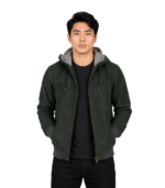 Nintenzo Green Hooded Suede Bomber Jacket