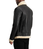 Francis B-3 Black & Cream Leather Bomber Jacket - Image 2