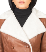 Amie Brown Double Breasted Shearling Coat - Image 7