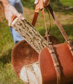 Buffalo Leather Log Carrier  Handcrafted Firewood Tote - Image 5