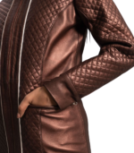 Evelyn Quilted Maroon Leather Coat - Image 2