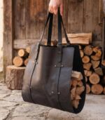 Genuine Black leather Firewood Holder - Image 7