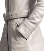 Moonlight Silver Leather Trench Coat - Image 7