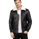 Airin G-1 Black & White Leather Bomber Jacket