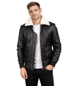 Airin G-1 Black & White Leather Bomber Jacket