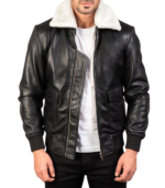 Airin G-1 Black & White Leather Bomber Jacket - Image 4