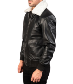 Airin G-1 Black & White Leather Bomber Jacket - Image 3