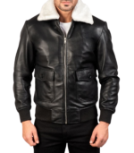 Airin G-1 Black & White Leather Bomber Jacket - Image 2