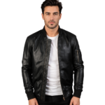 Ma-1 Black Leather Bomber Jacket