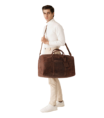 The Darrio Vintage Distressed Brown Leather Duffle Bag - Image 8