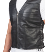 Brandon Black Leather Vest - Image 8