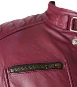 Jade Mens Maroon Zip-Up Bomber Leather Jacket - Image 8