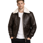 Airin Brown Leather Bomber Jacket