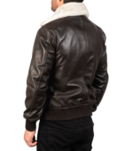 Airin Brown Leather Bomber Jacket - Image 3