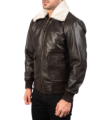 Airin Brown Leather Bomber Jacket - Image 5