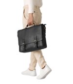 The Cristoph Black Leather Messenger Bag - Image 9
